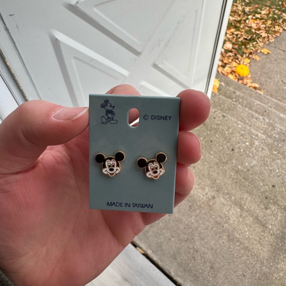 Disney Mickey Mouse Kids Earrings - Black and Gold